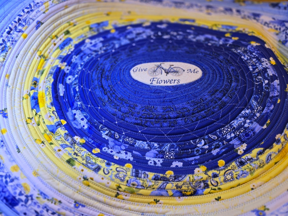 French Country Blues and Yellows One of a Kind Jellyroll rug