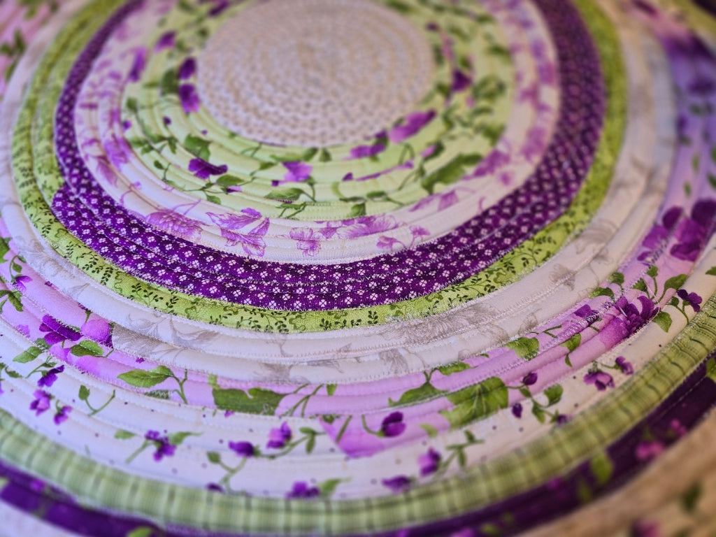 French Country Purple and Green Jellyroll Rug