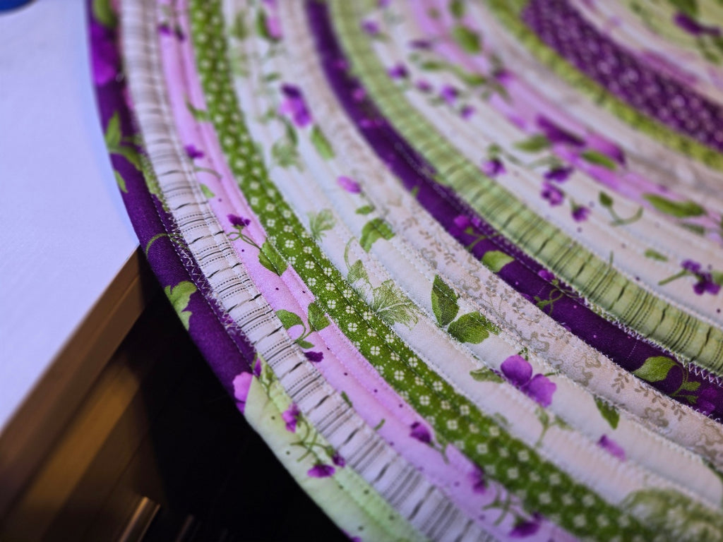 French Country Purple and Green Jellyroll Rug